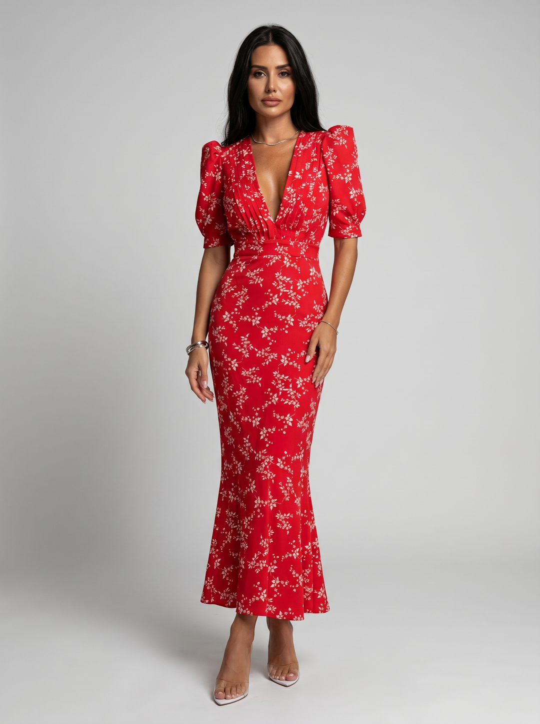 Amaia | Kleid mit floralem Design und V-Ausschnitt