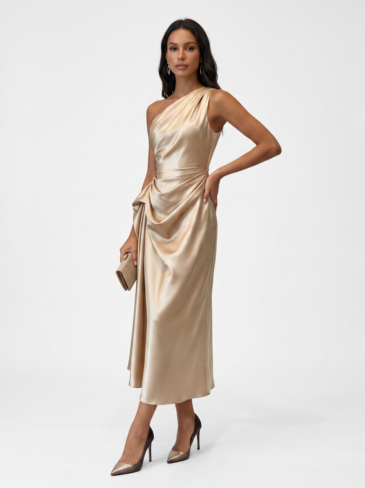 Iris | Langes Kleid mit asymmetrischem Ausschnitt
