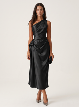 Iris | Langes Kleid mit asymmetrischem Ausschnitt