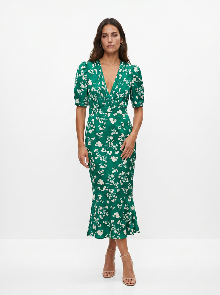 Amaia | Kleid mit floralem Design und V-Ausschnitt