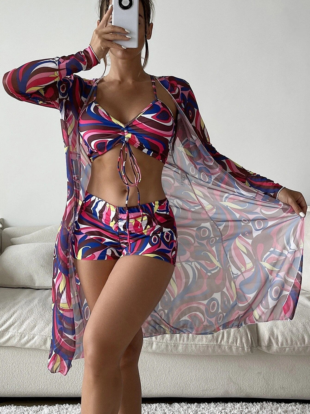 Finja | Bedrucktes 3-teiliges Bikini-Set