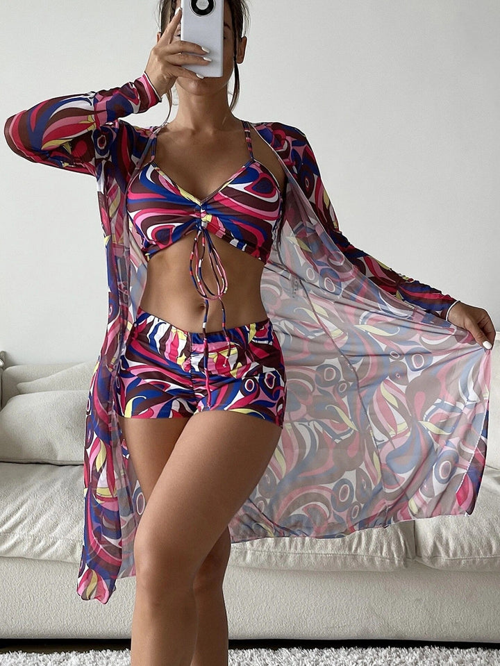 Finja | Bedrucktes 3-teiliges Bikini-Set