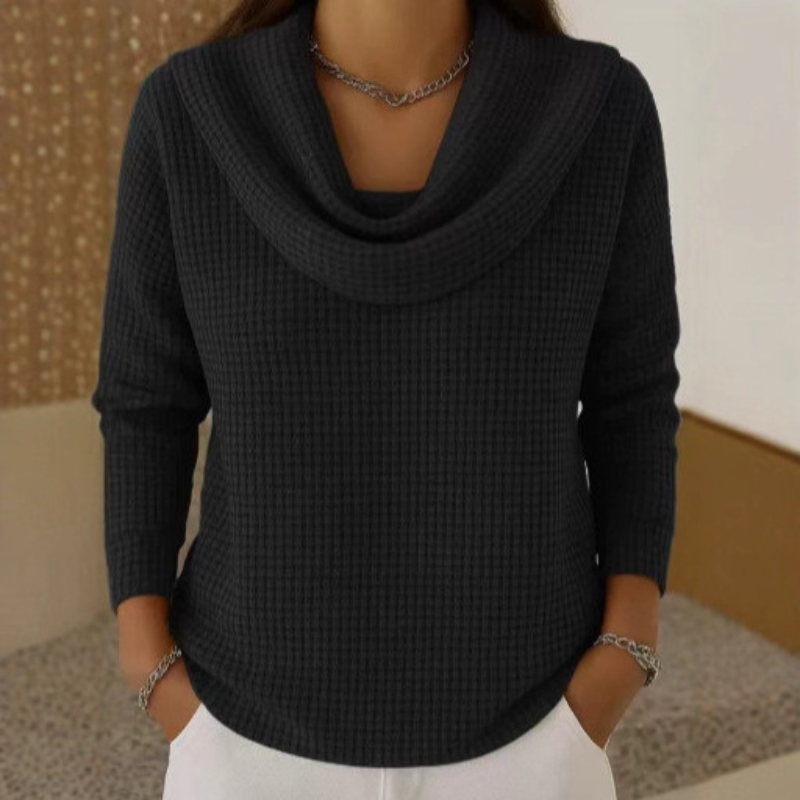 Amber | Warme Waffel-Pullover mit Eleganter Wasserfall-Ausschnitt