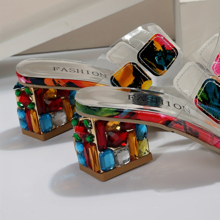 Gia | Farbige Sandalen mit Eckigem Absatz