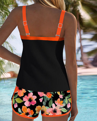 Viktoria | Lebendiger Tankini mit Kontrastdetails