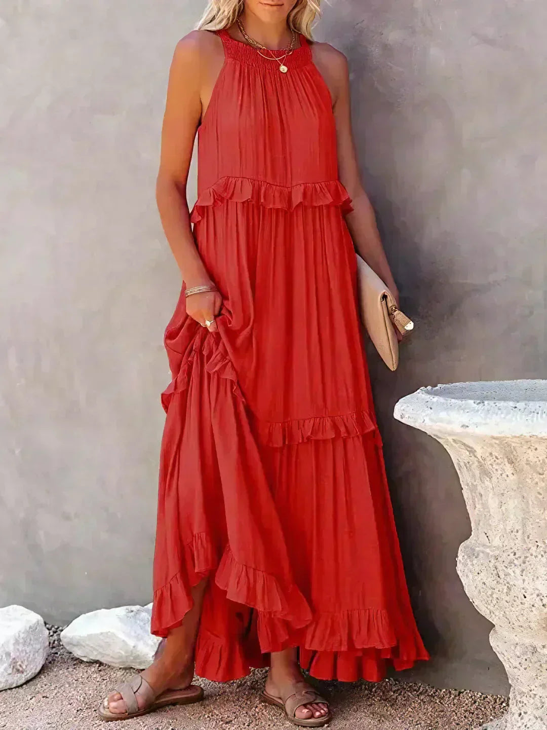 Lou | Elegantes ärmelloses Kleid mit Rüschen