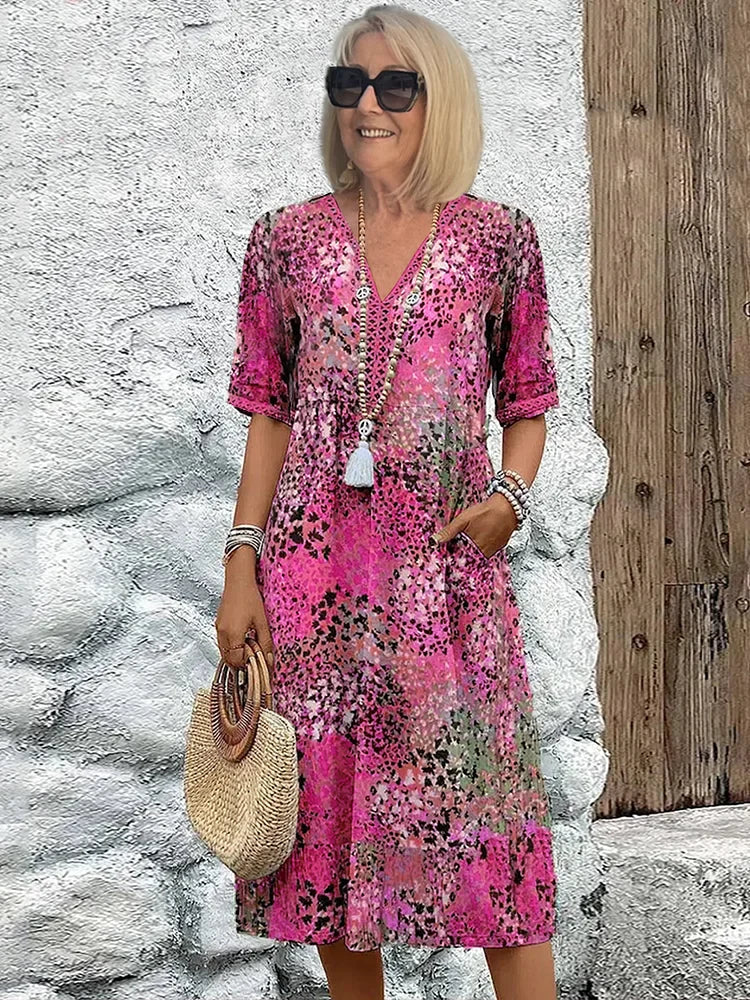 Dorina | V-Ausschnitt-Kleid mit Print