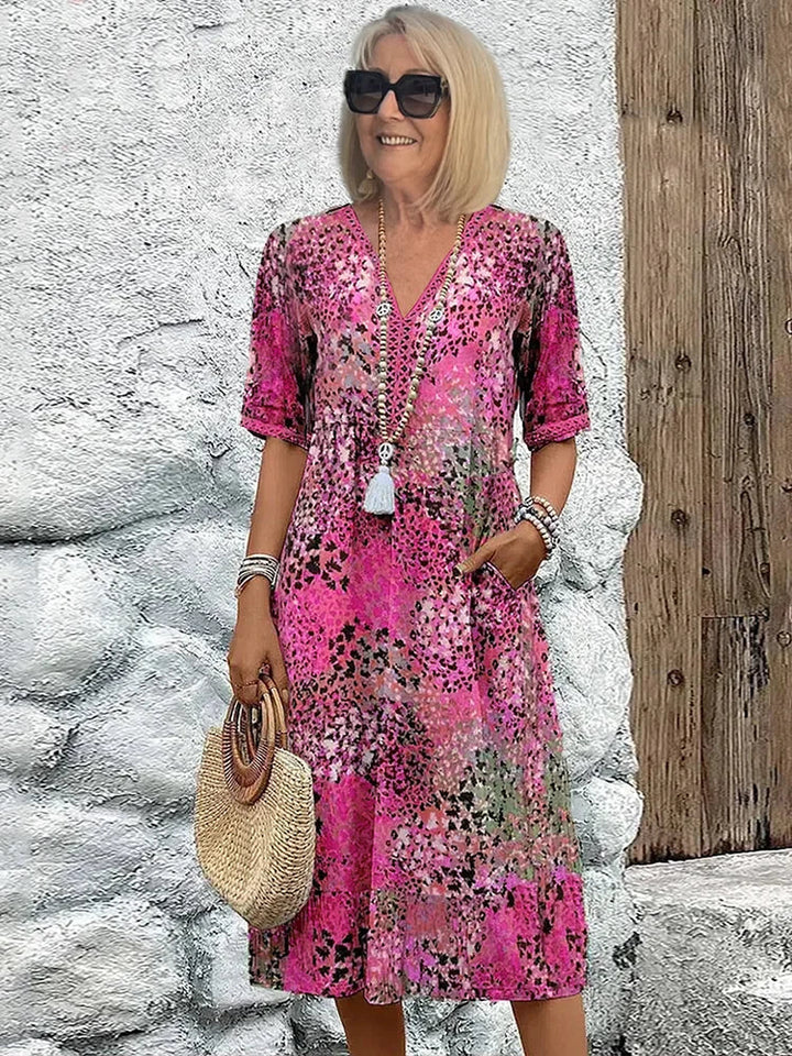 Dorina | V-Ausschnitt-Kleid mit Print