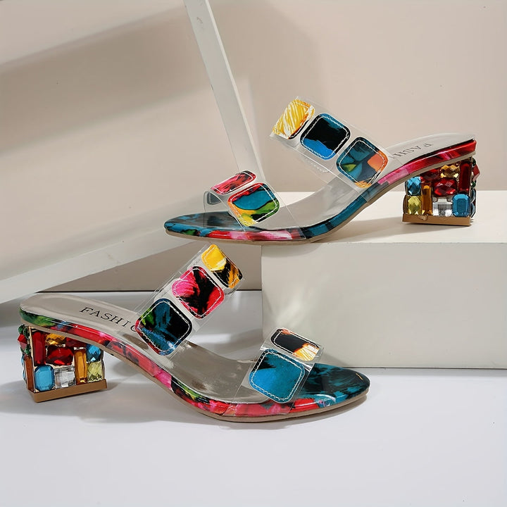 Gia | Farbige Sandalen mit Eckigem Absatz