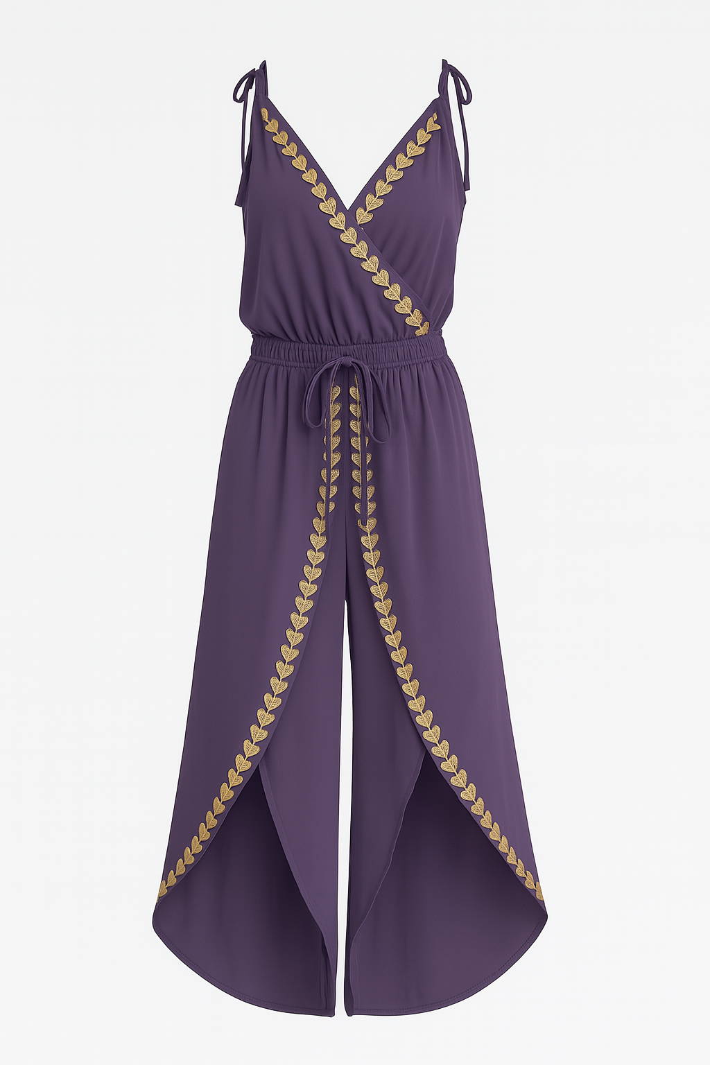 Olivia | Einzigartiger Jumpsuit mit goldenen Details und Beinschlitz