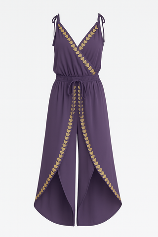 Olivia | Einzigartiger Jumpsuit mit goldenen Details und Beinschlitz