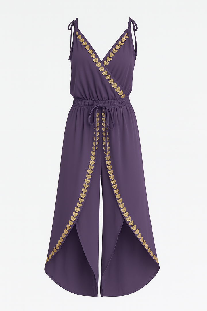 Olivia | Einzigartiger Jumpsuit mit goldenen Details und Beinschlitz