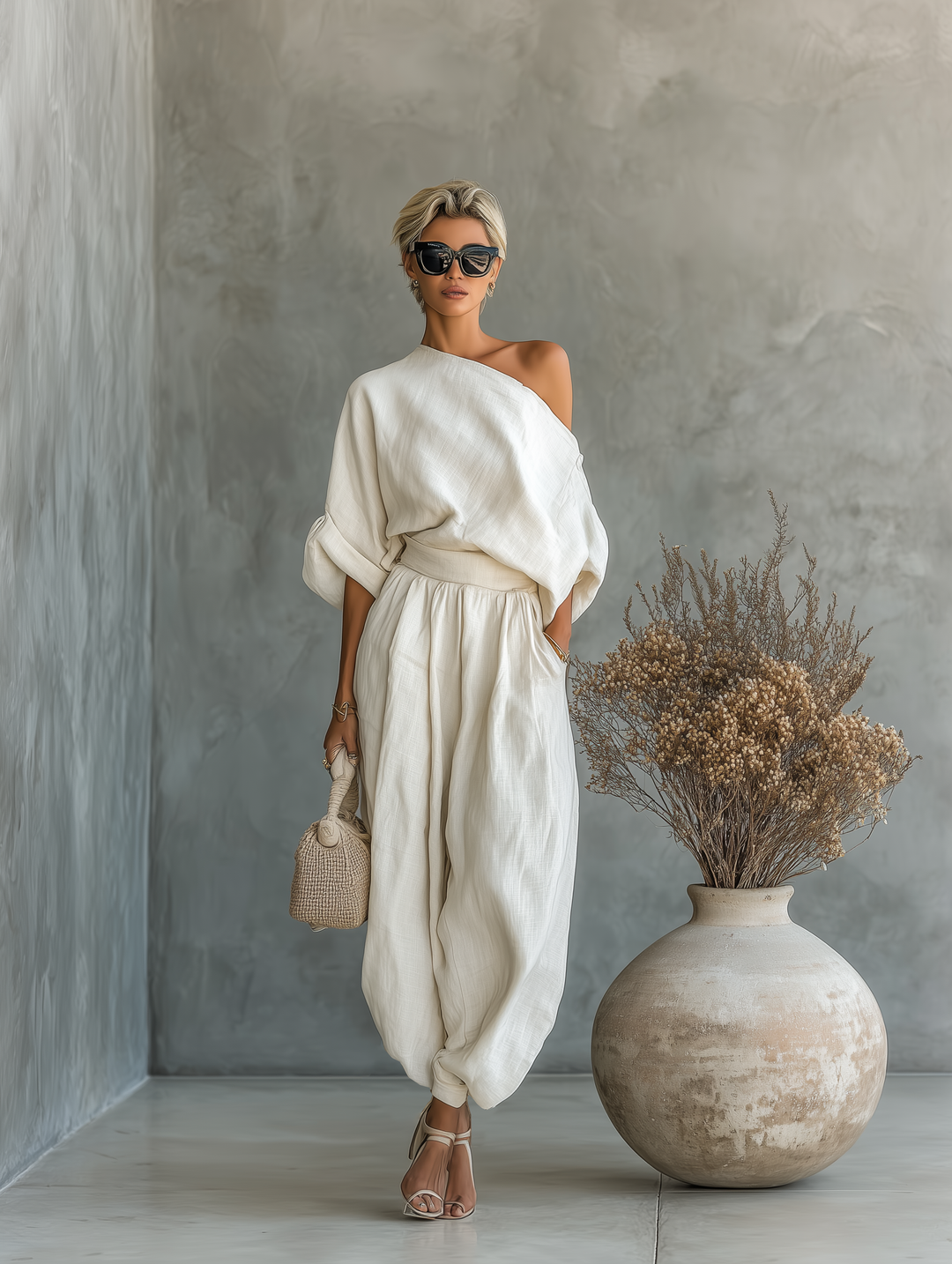 Ayla | Minimalistisches One-Shoulder-Set