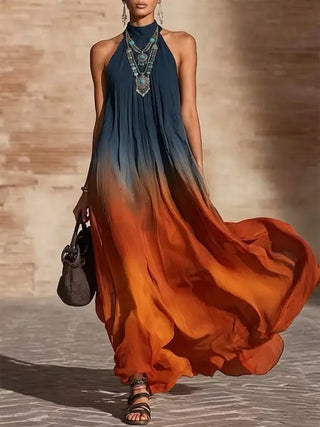Paula | Lange Halter/V-Gradient Kleid