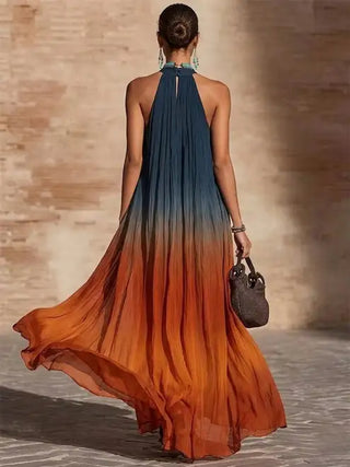 Paula | Lange Halter/V-Gradient Kleid