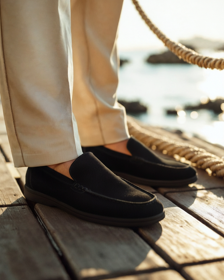 Premium Wildleder Slipper - Schwarze Sohlen