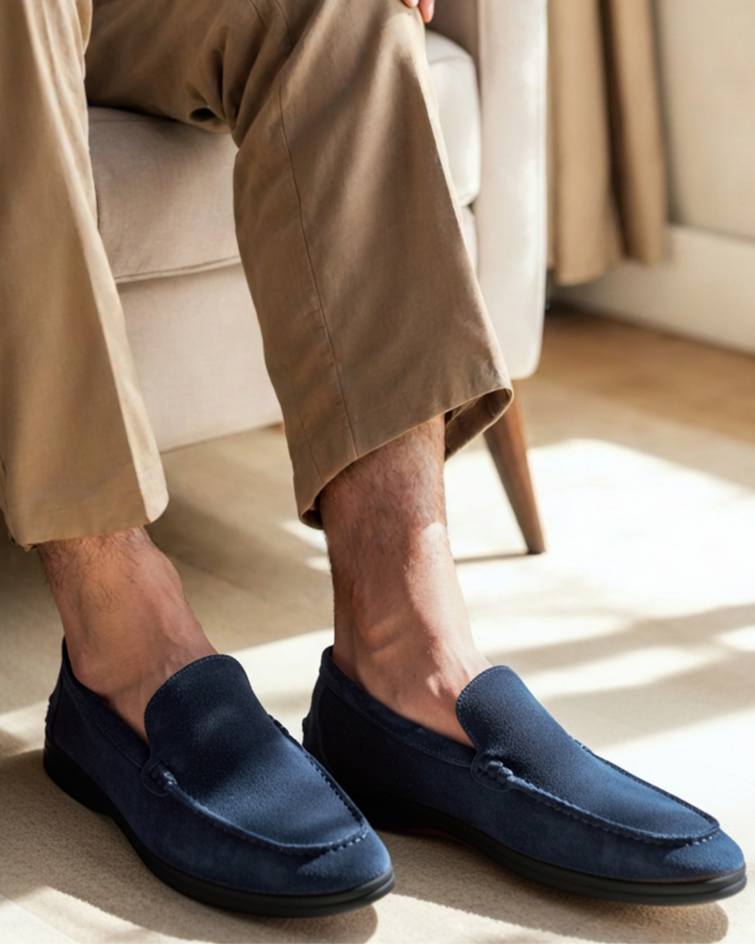 Premium Wildleder Slipper - Schwarze Sohlen