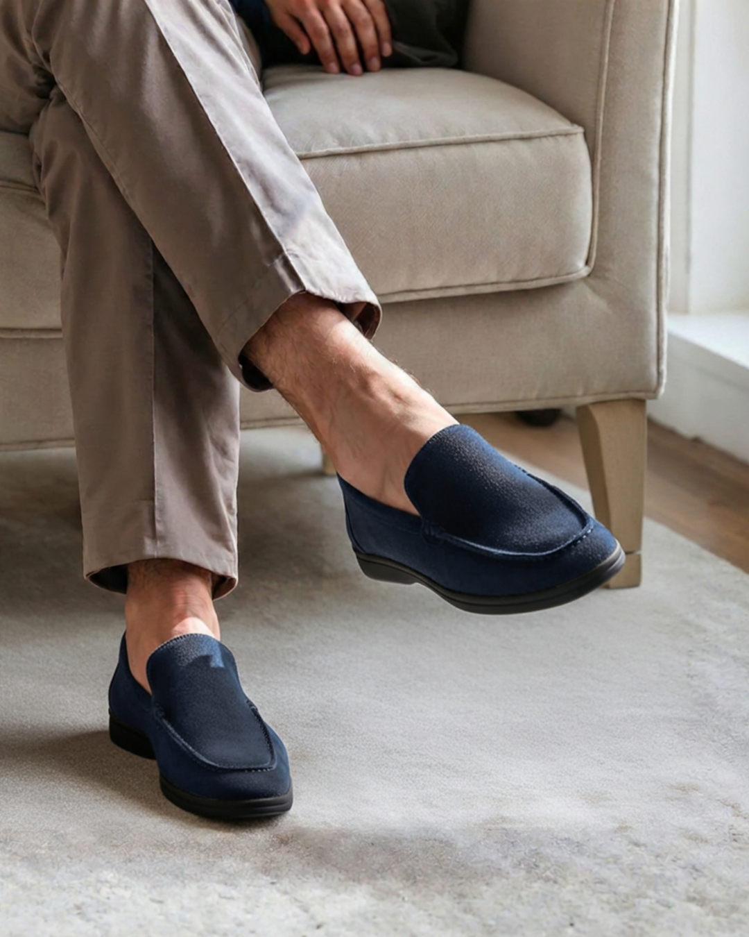 Premium Wildleder Slipper - Schwarze Sohlen